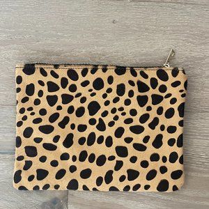 Sole Society Dolce Leopard Calf Hair Zipper Clutch